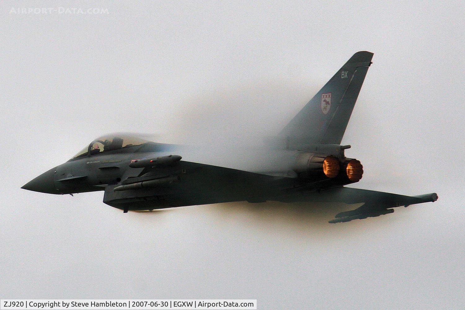 ZJ920, 2005 Eurofighter EF-2000 Typhoon FGR4 C/N 0067/BS011, Displaying on a damp day at Waddington Air Display