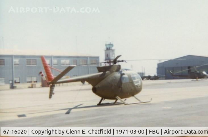 67-16020, 1967 Hughes OH-6A Cayuse C/N 380405, OH-6A at Simmons Army Air Field, Ft. Bragg, NC. Instamatic 126 camera