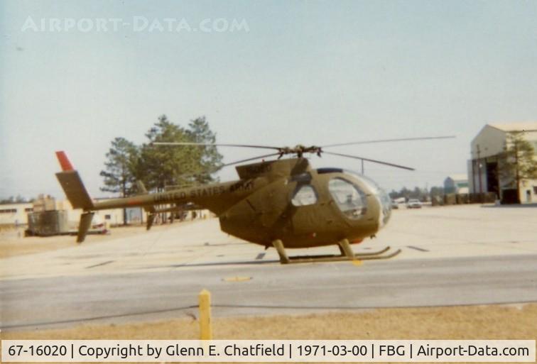 67-16020, 1967 Hughes OH-6A Cayuse C/N 380405, OH-6A at Simmons Army Air Field, Ft. Bragg, NC. Instamatic 126 camera