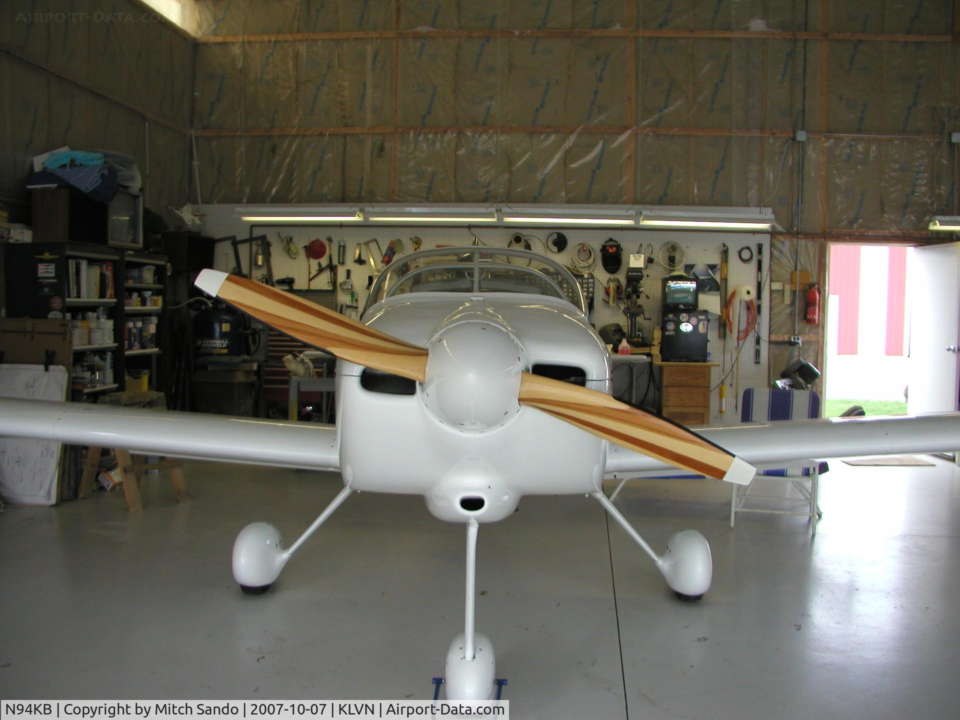 N94KB, 2000 Vans RV-6A C/N 23929, Parked inside the hangar.