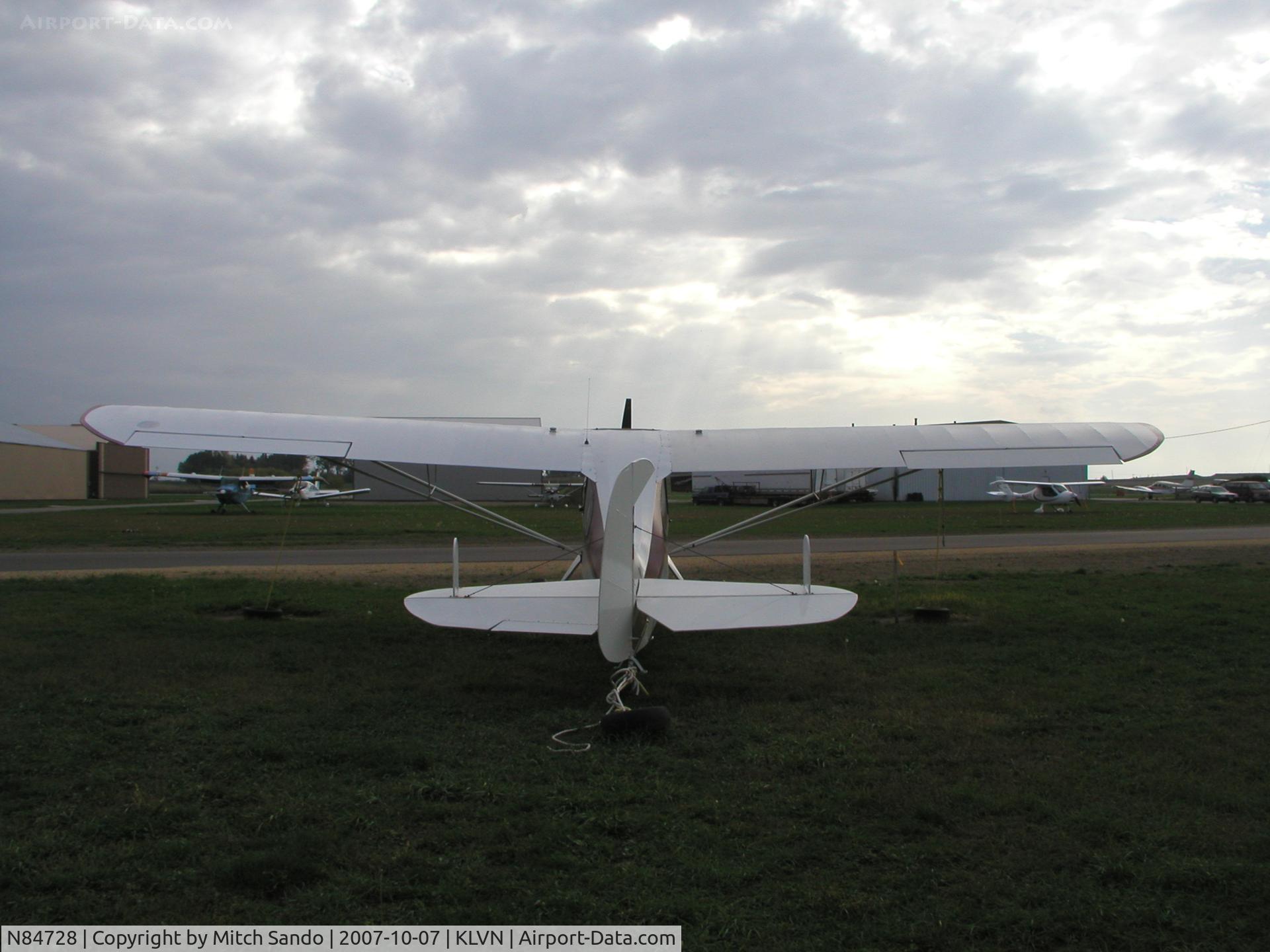 N84728, 1946 Aeronca 7AC Champion C/N 7AC-3440, Tied down at Airlake.