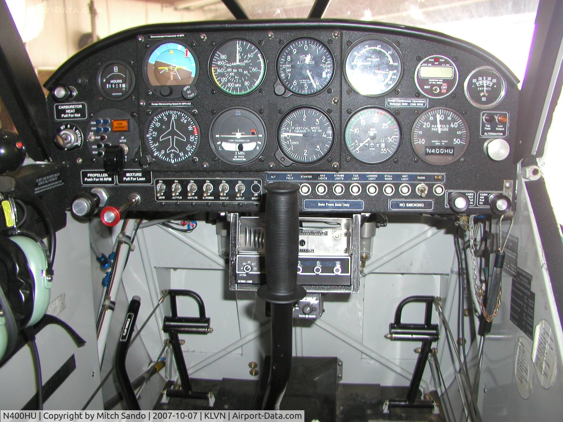 N400HU, 1997 Aviat A-1 Husky C/N 1346, Parked inside the hangar.