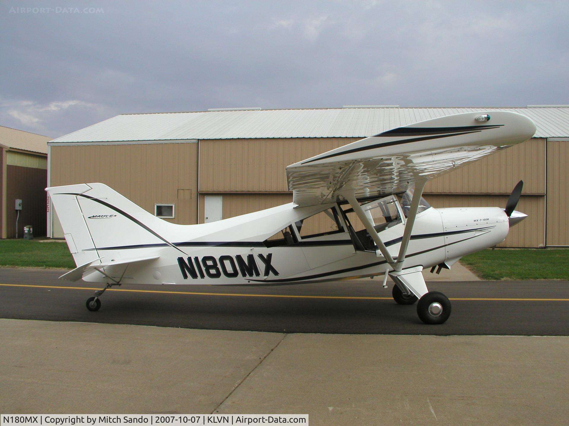 N180MX, 2007 Maule MX-7-180B Star Rocket C/N 22025C, Parked outside the hangar.