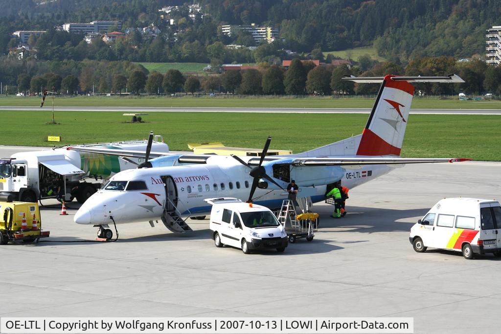 OE-LTL, 1997 De Havilland Canada DHC-8-314Q Dash 8 C/N 485, beeing serviced prior to departure...