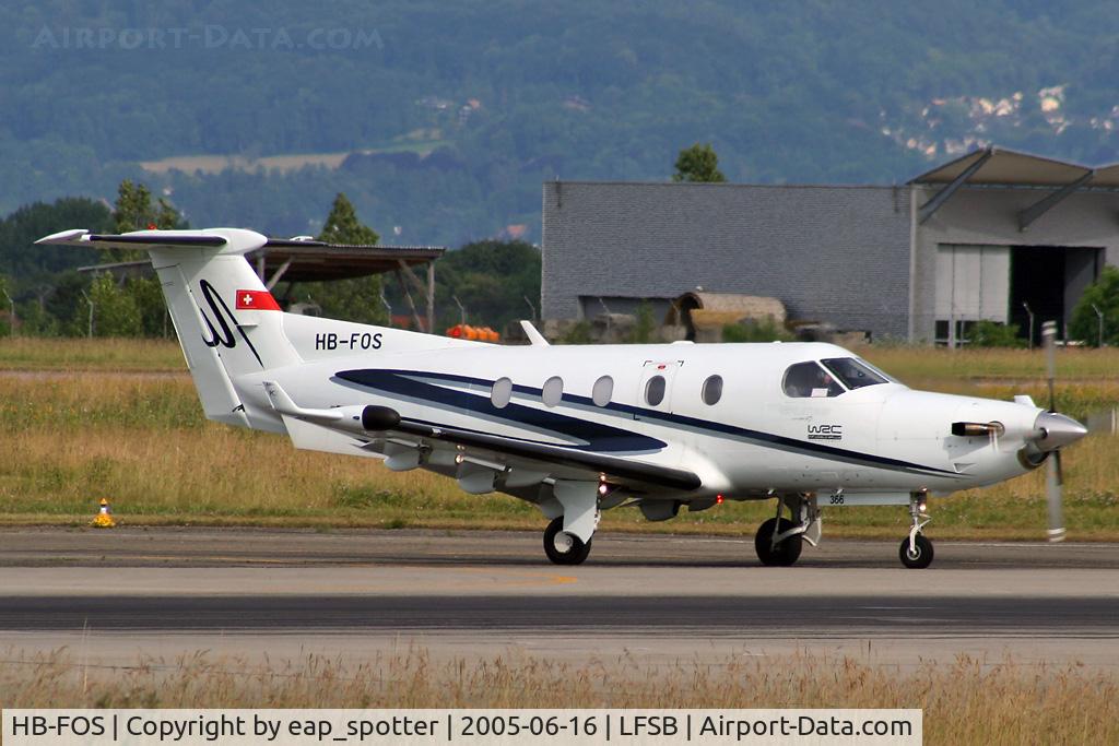 HB-FOS, 2000 Pilatus PC-12/45 C/N 366, departing on runway 16 to ZRH