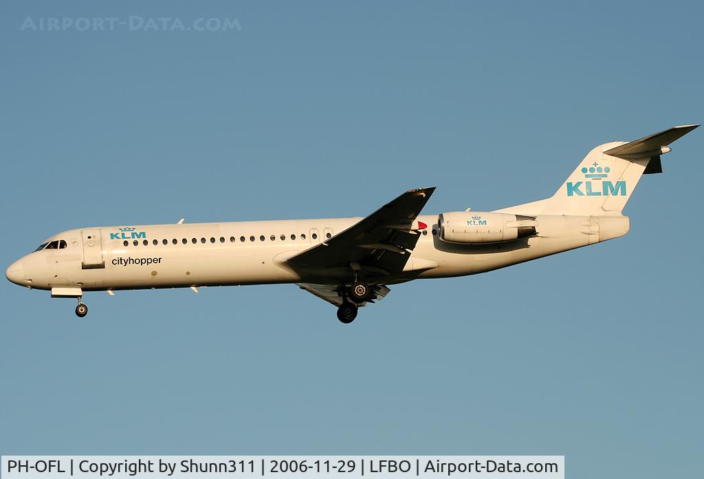 PH-OFL, 1993 Fokker 100 (F-28-0100) C/N 11444, Landing rwy 32L