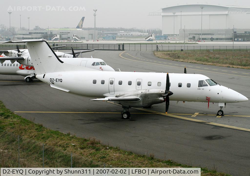 D2-EYQ, 1987 Embraer EMB-120ER Brasília C/N 120062, Parked on the Latecoere Aeroservice apron