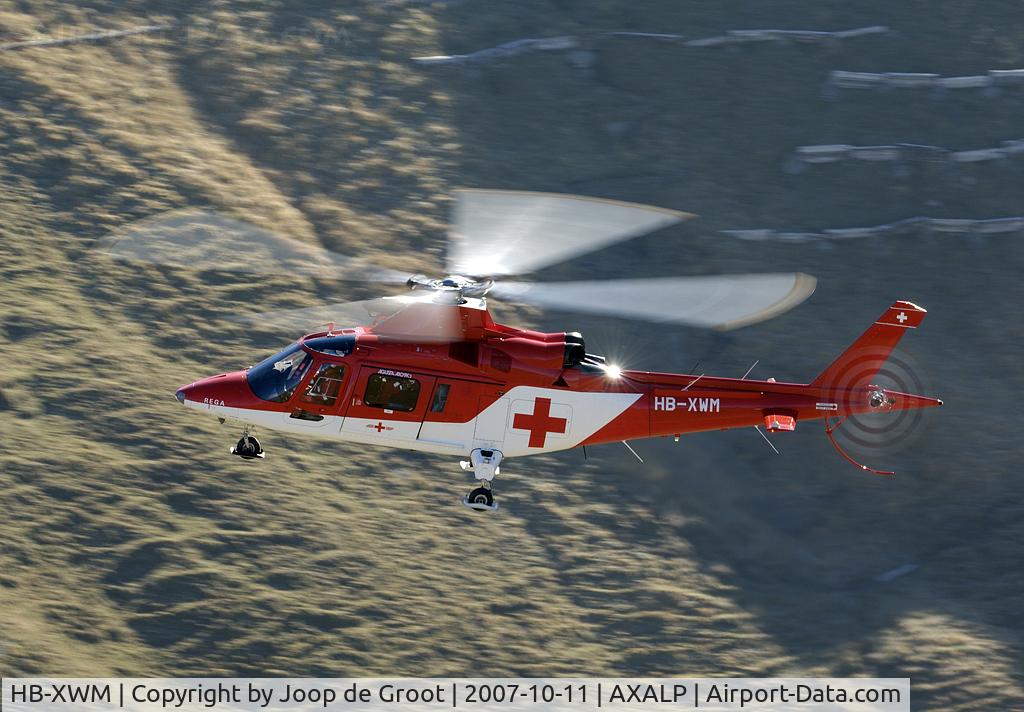 HB-XWM, 1994 Agusta A-109K-2 C/N 10013, This Rega helicopter performed a rescue demo at 2250m above sea level.