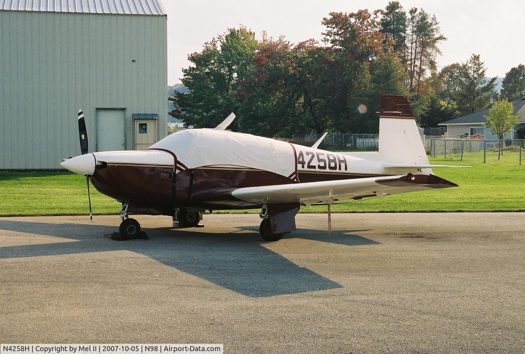N4258H, 1978 Mooney M20J 201 C/N 240686, Parked @ Boyne City Municipal Airport (N98)