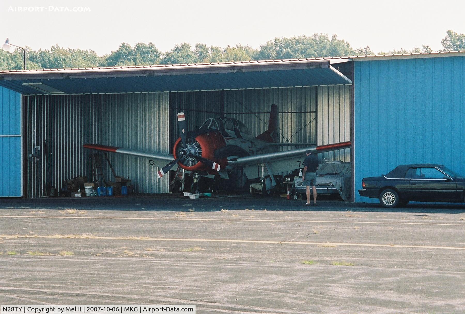 N28TY, North American T-28B C/N 138178, T-28 Trojan Parked @ Muskegon County Airport (MKG).  My first warbird!  Thanks to Ken Price at Executive Air Transport with helping me get the correct info.