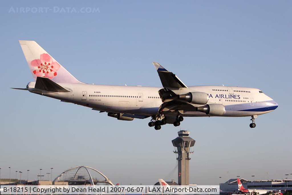 B-18215, 2005 Boeing 747-409 C/N 33737, China Airlines B-18215 on short-final to RWY 24R.
