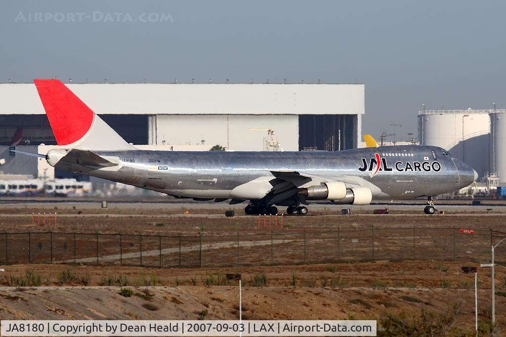 JA8180, 1987 Boeing 747-246F C/N 23641, JAL Cargo JA8180 taxiing off of RWY 24R after arrival.