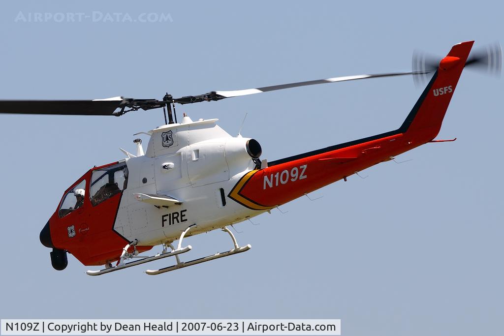 N109Z, 1969 Bell AH-1F Cobra C/N 20854, US Forest Service Bell 209 N109Z making a low pass at Hansen Dam Park.