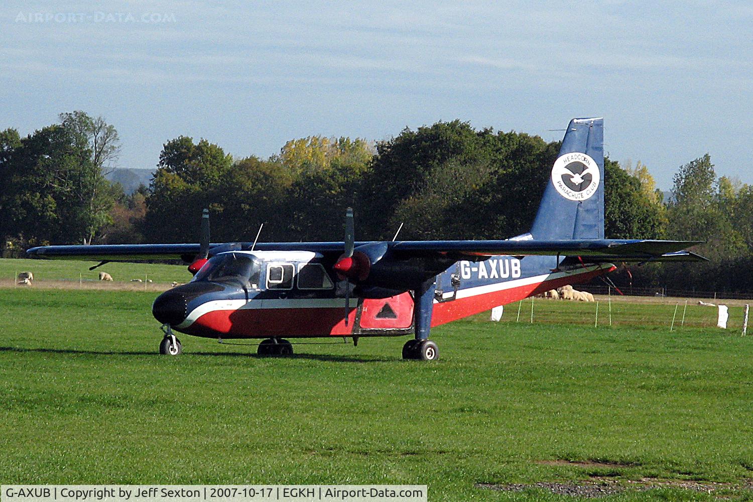 G-AXUB, 1969 Britten-Norman BN-2A Islander C/N 121, Parked at EGKH