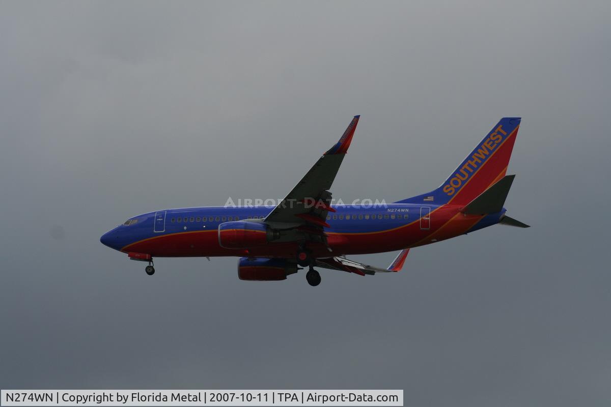N274WN, 2007 Boeing 737-7H4 C/N 32529, Southwest