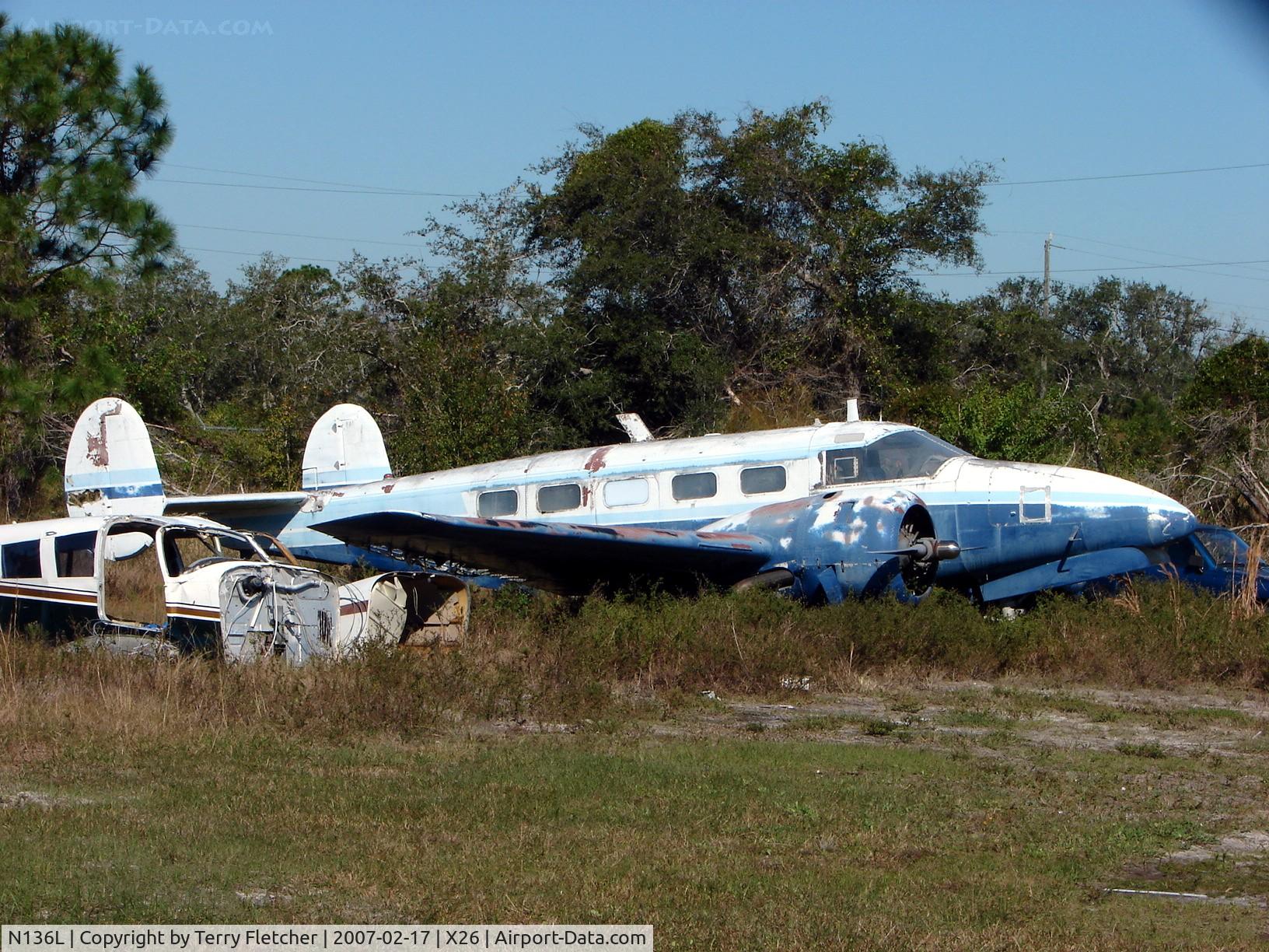 N136L, 1951 Beech C-45H Expeditor C/N AF-129, Unable to get an angle that would show the registration serial of this wreck