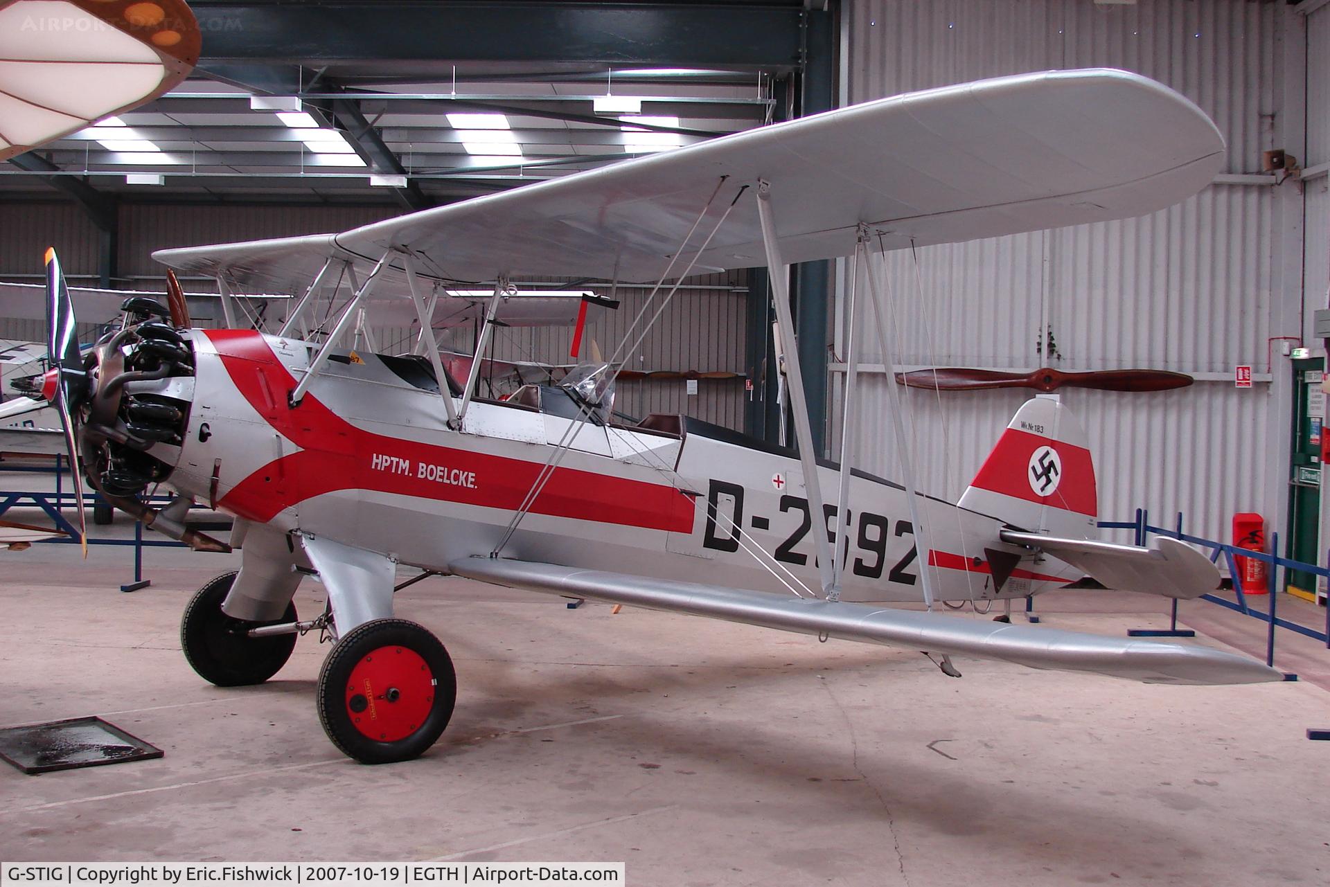 G-STIG, 1937 Focke-Wulf Fw-44J Stieglitz C/N 183, 1. D-2692 at Shuttleworth Collection (This 'plane has been exported to Suffolk, Virginia, USA)