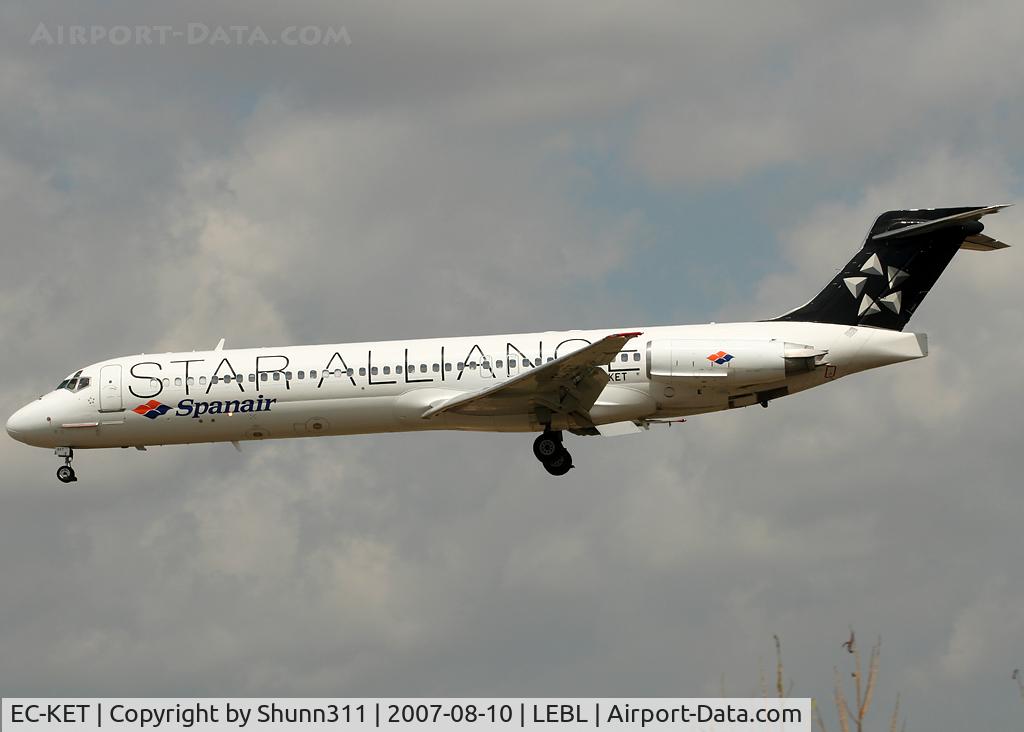 EC-KET, 1989 McDonnell Douglas MD-87 (DC-9-87) C/N 49608, Landing rwy 25R