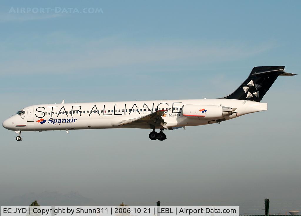 EC-JYD, 1988 McDonnell Douglas MD-87 (DC-9-87) C/N 49605, Landing rwy 25L