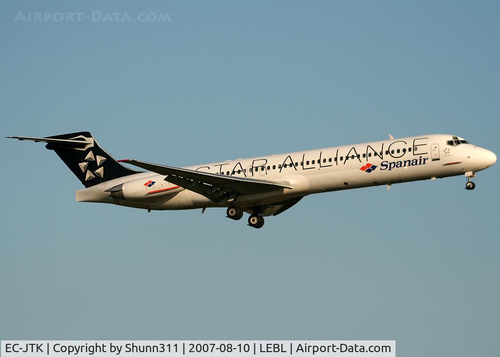 EC-JTK, 1992 McDonnell Douglas MD-87 (DC-9-87) C/N 53348, Landing rwy 25R