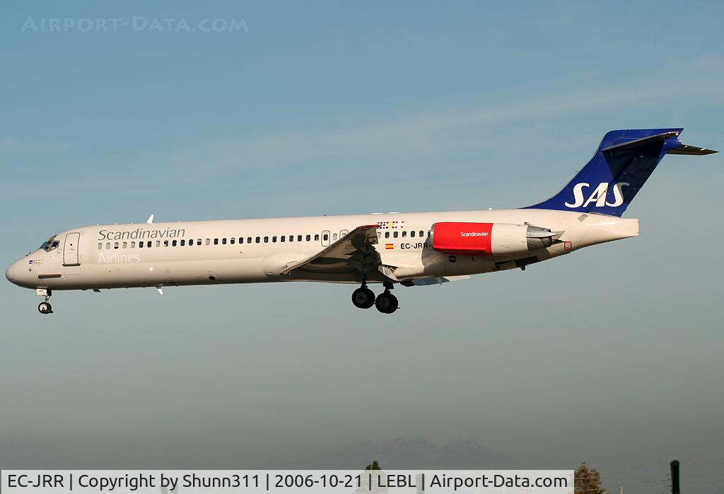EC-JRR, 1991 McDonnell Douglas MD-87 (DC-9-87) C/N 49612, Landing rwy 25L