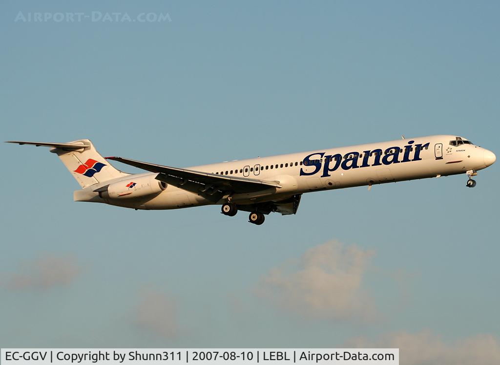 EC-GGV, 1989 McDonnell Douglas MD-83 (DC-9-83) C/N 49791, Landing rwy 25R