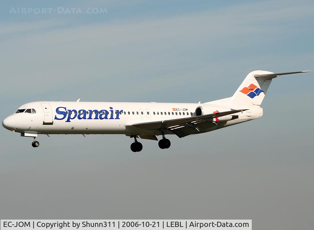 EC-JOM, 1994 Fokker 100 (F-28-0100) C/N 11498, Landing rwy 25L