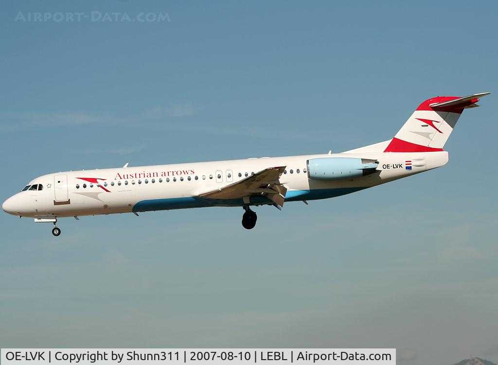 OE-LVK, 1992 Fokker 100 (F-28-0100) C/N 11397, Landing rwy 25R