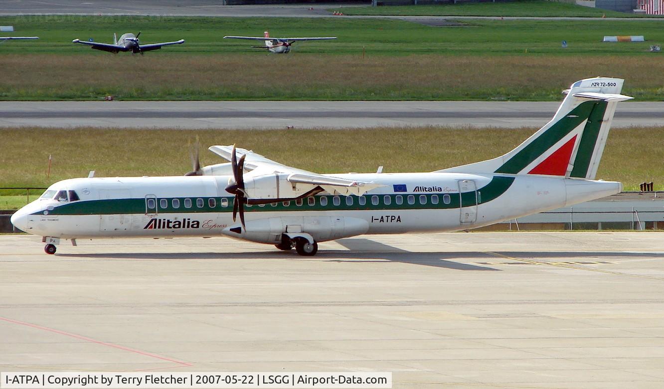 I-ATPA, 1999 ATR 72-212A C/N 626, at Geneva on the day of EBACE2007 exhibition
