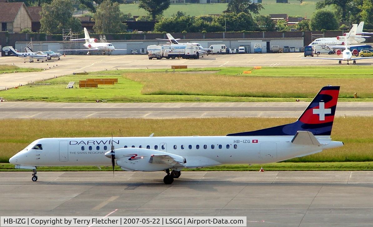 HB-IZG, 1995 Saab 2000 C/N 2000-010, at Geneva on the day of EBACE2007 exhibition