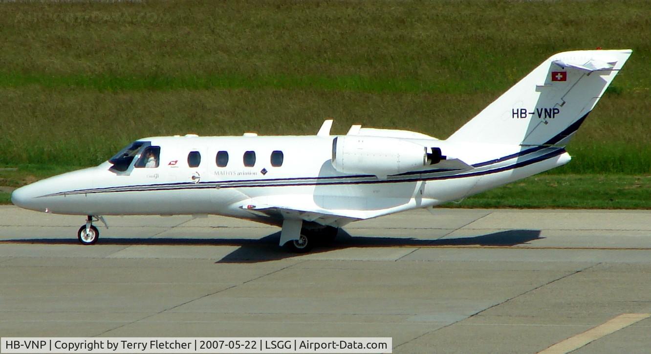 HB-VNP, 2002 Cessna 525 CitationJet CJ1 C/N 525-0499, at Geneva on the day of EBACE2007 exhibition