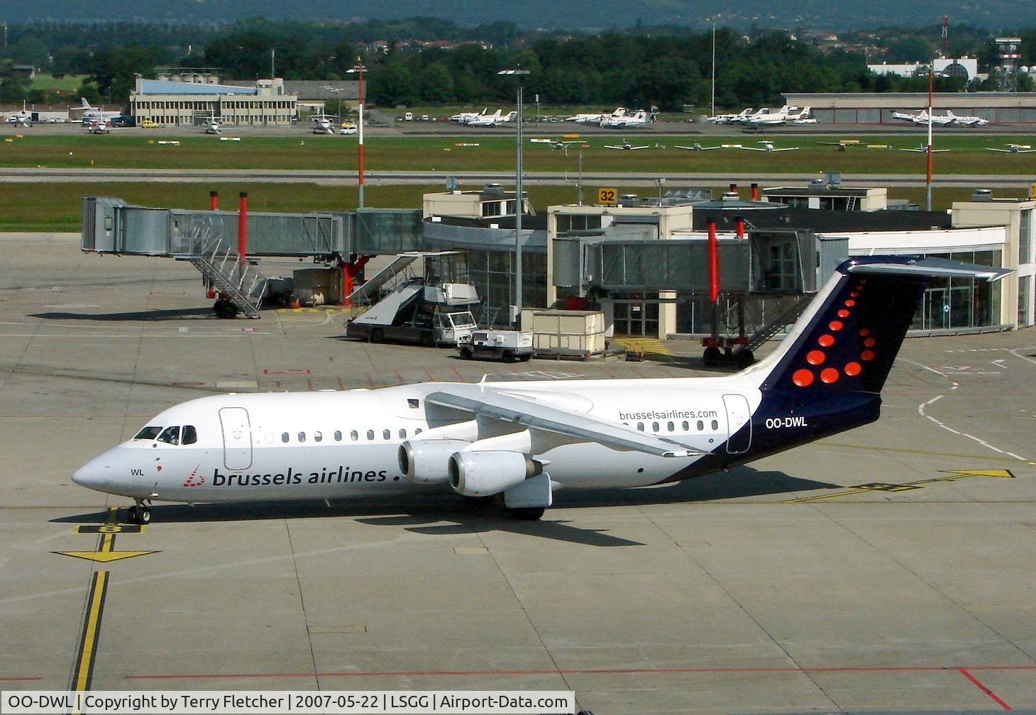 OO-DWL, 1999 British Aerospace Avro 146-RJ100 C/N E3361, Belgian Avro RJ100 at Geneva on the day of EBACE2007 exhibition