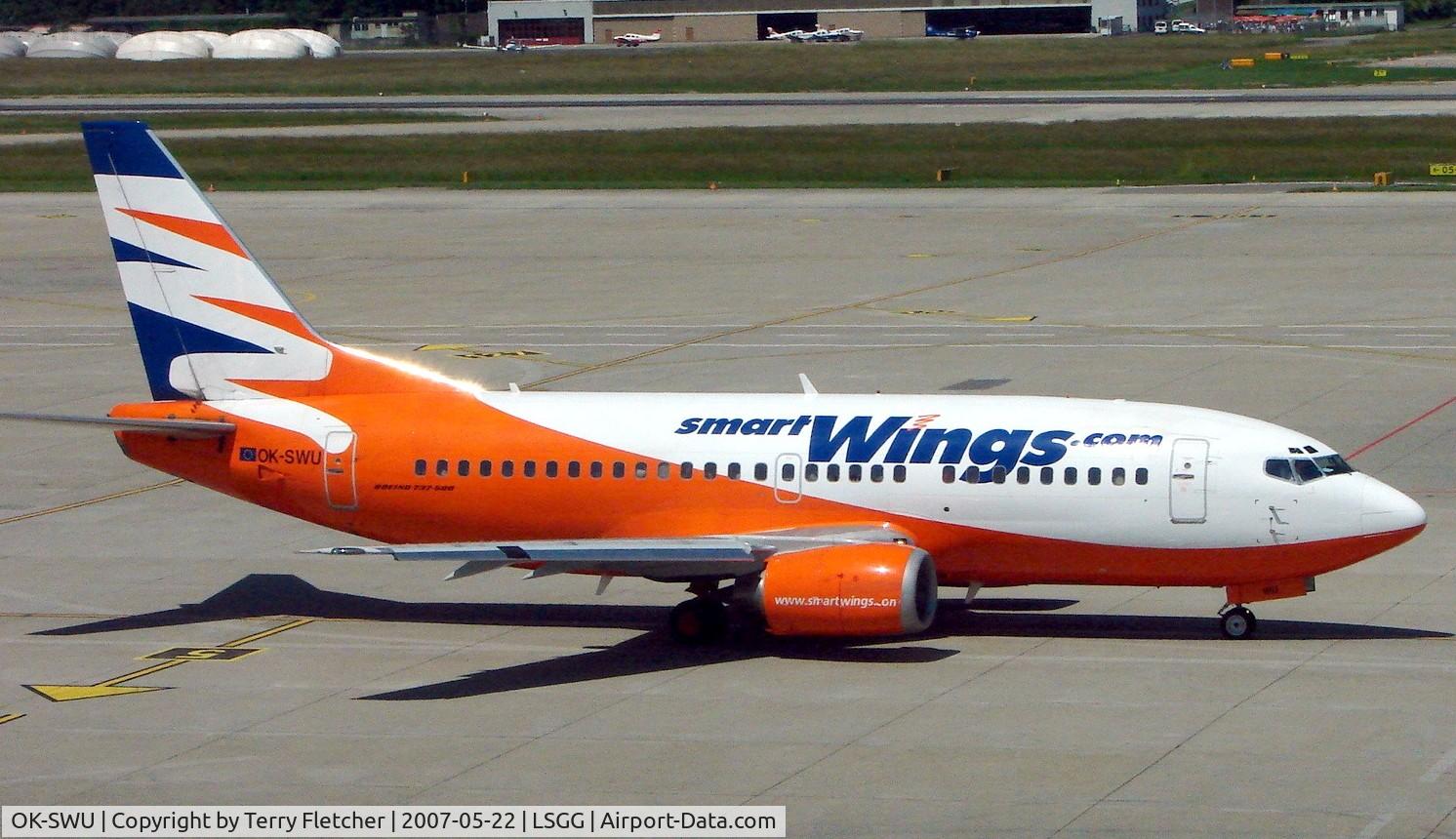 OK-SWU, 1993 Boeing 737-522 C/N 26703, Smart Wings B737 at Geneva on the day of EBACE2007 exhibition