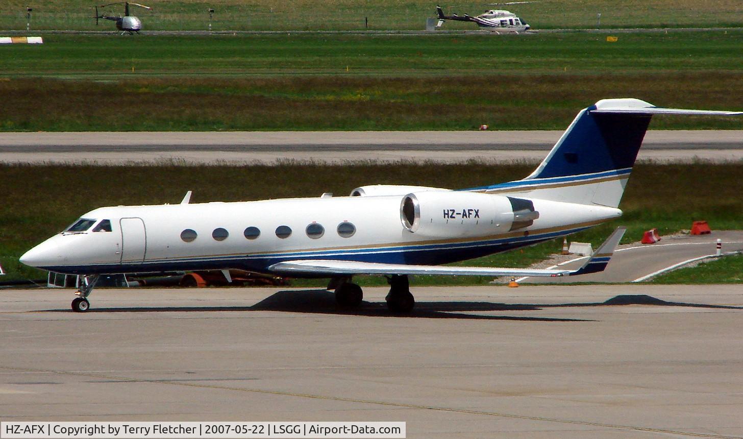 HZ-AFX, 1990 Gulfstream Aerospace G-1159C Gulfstream IV C/N 1143, Saudia Arabian bizjet at Geneva on the day of EBACE2007 exhibition