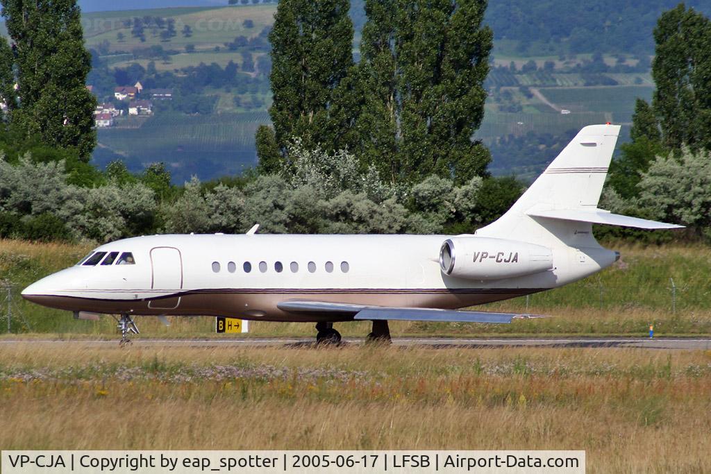 VP-CJA, 1995 Dassault Falcon 2000 C/N 18, on taxiway bravo