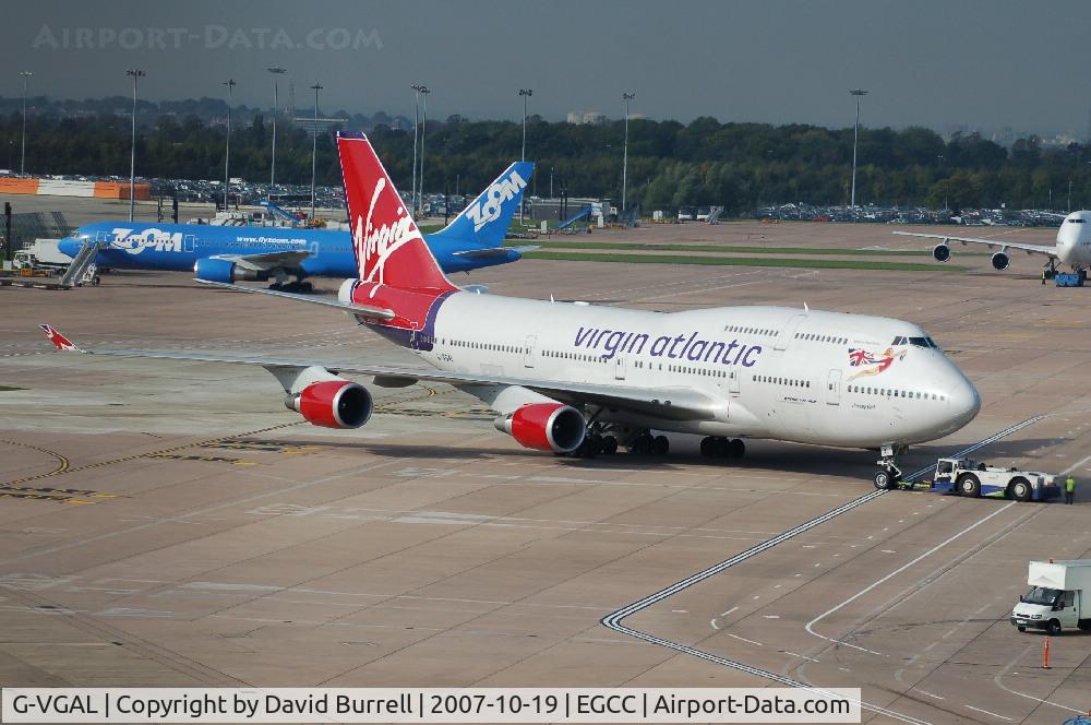 G-VGAL, 2001 Boeing 747-443 C/N 32337, Virgin Atlantic - Being pushed.