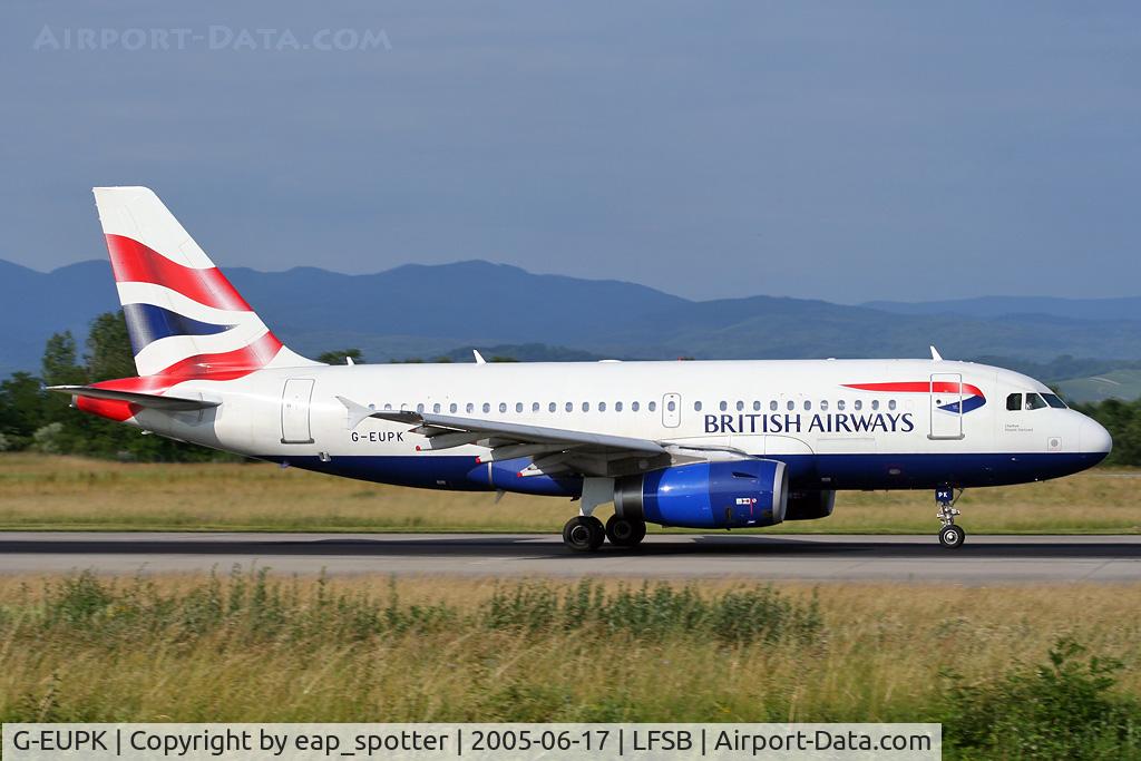 G-EUPK, 2000 Airbus A319-131 C/N 1236, departing on rwy 16 to LHR