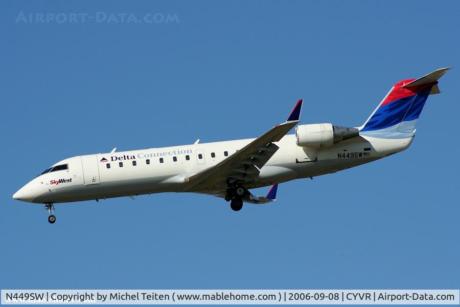 N449SW, 2002 Bombardier CRJ-200LR (CL-600-2B19) C/N 7699, Laning at YVR
