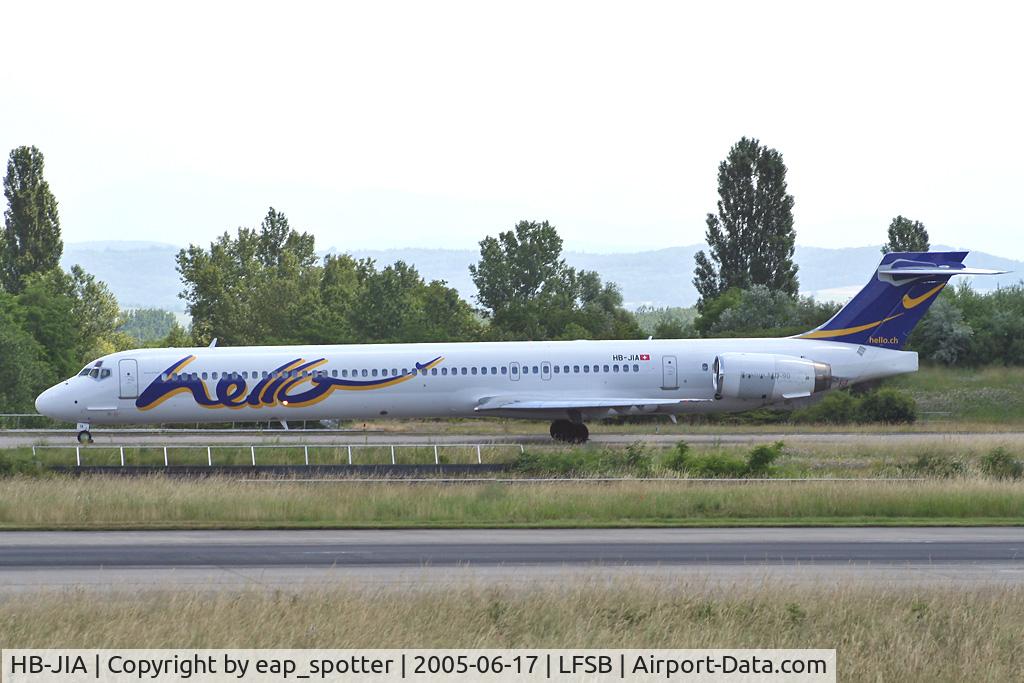 HB-JIA, 1997 McDonnell Douglas MD-90-30 C/N 53552, taxi on bravo