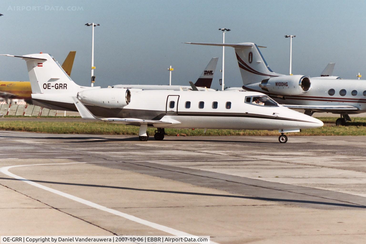 OE-GRR, 1982 Gates Learjet 55 Longhorn C/N 59, manoeuvring to leave Abelag apron