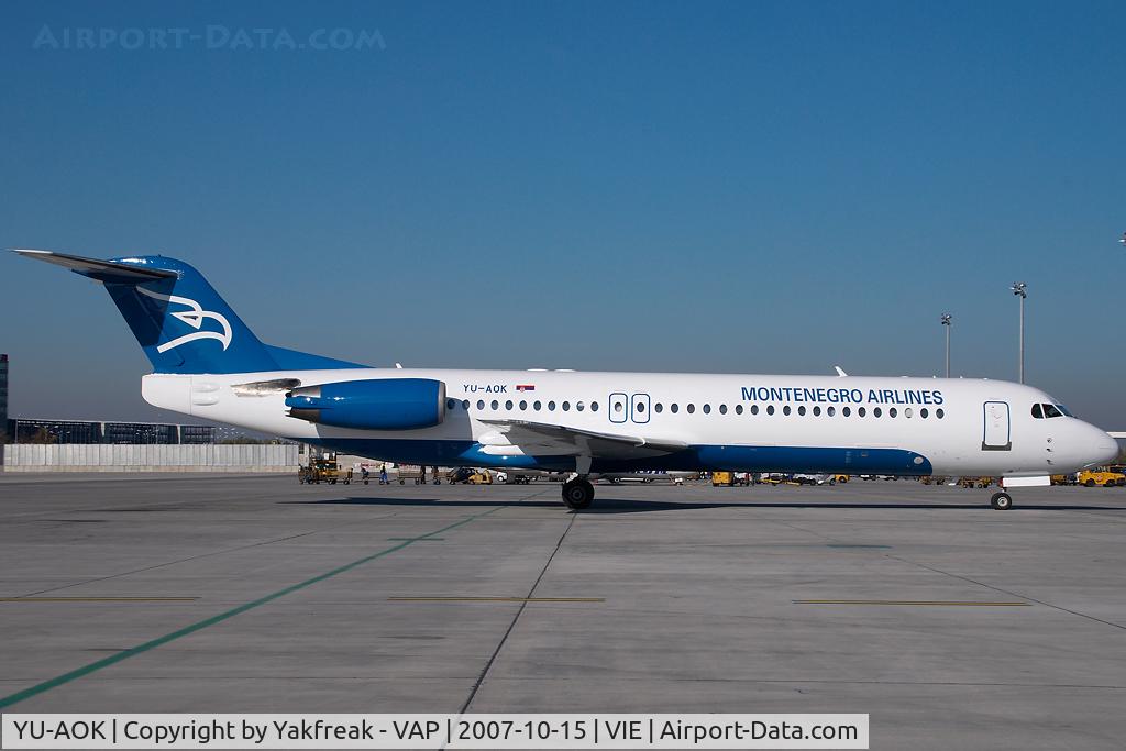 YU-AOK, 1989 Fokker 100 (F-28-0100) C/N 11272, Montenegro Airlines Fokker 100
