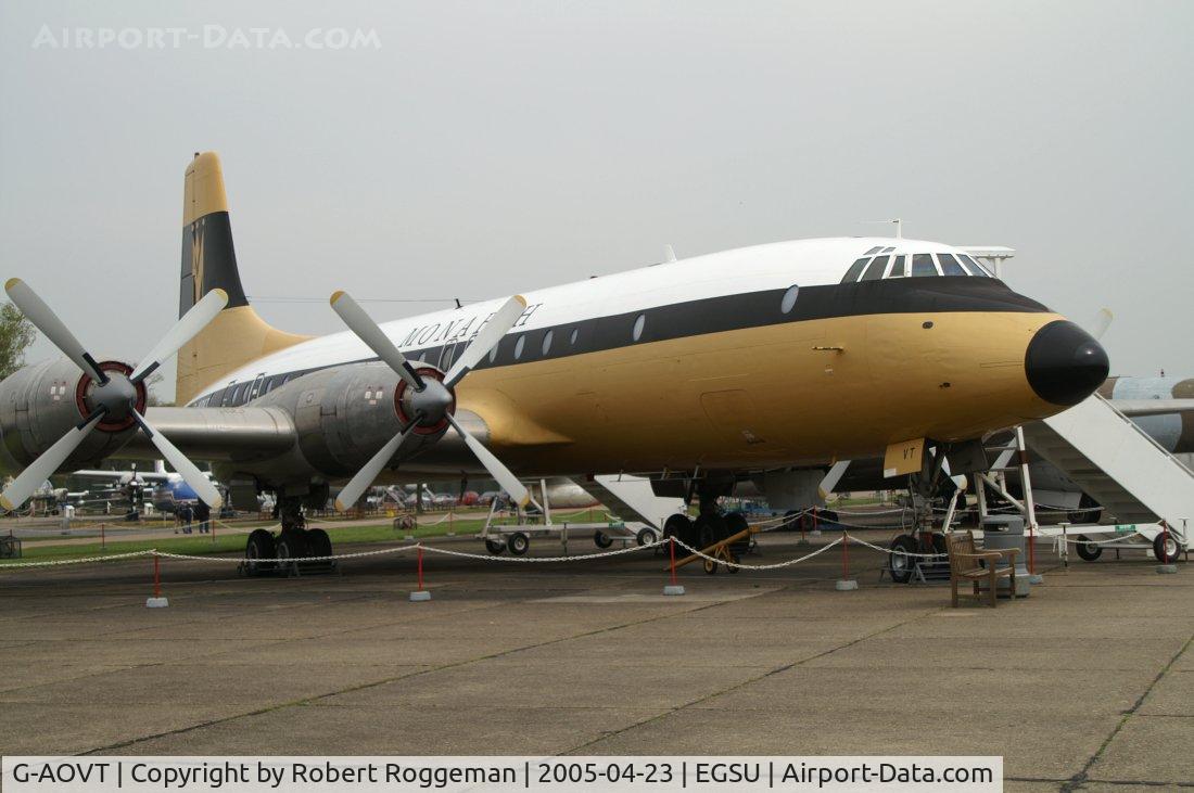 G-AOVT, 1958 Bristol 175 Britannia 312 C/N 13427, Monarh Airlines.Preserved
