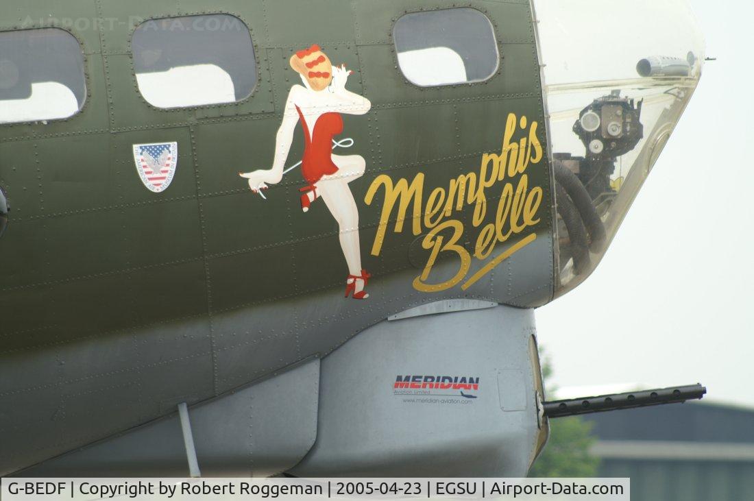 G-BEDF, 1944 Boeing B-17G Flying Fortress C/N 8693, Sally B right side Memphis Belle.