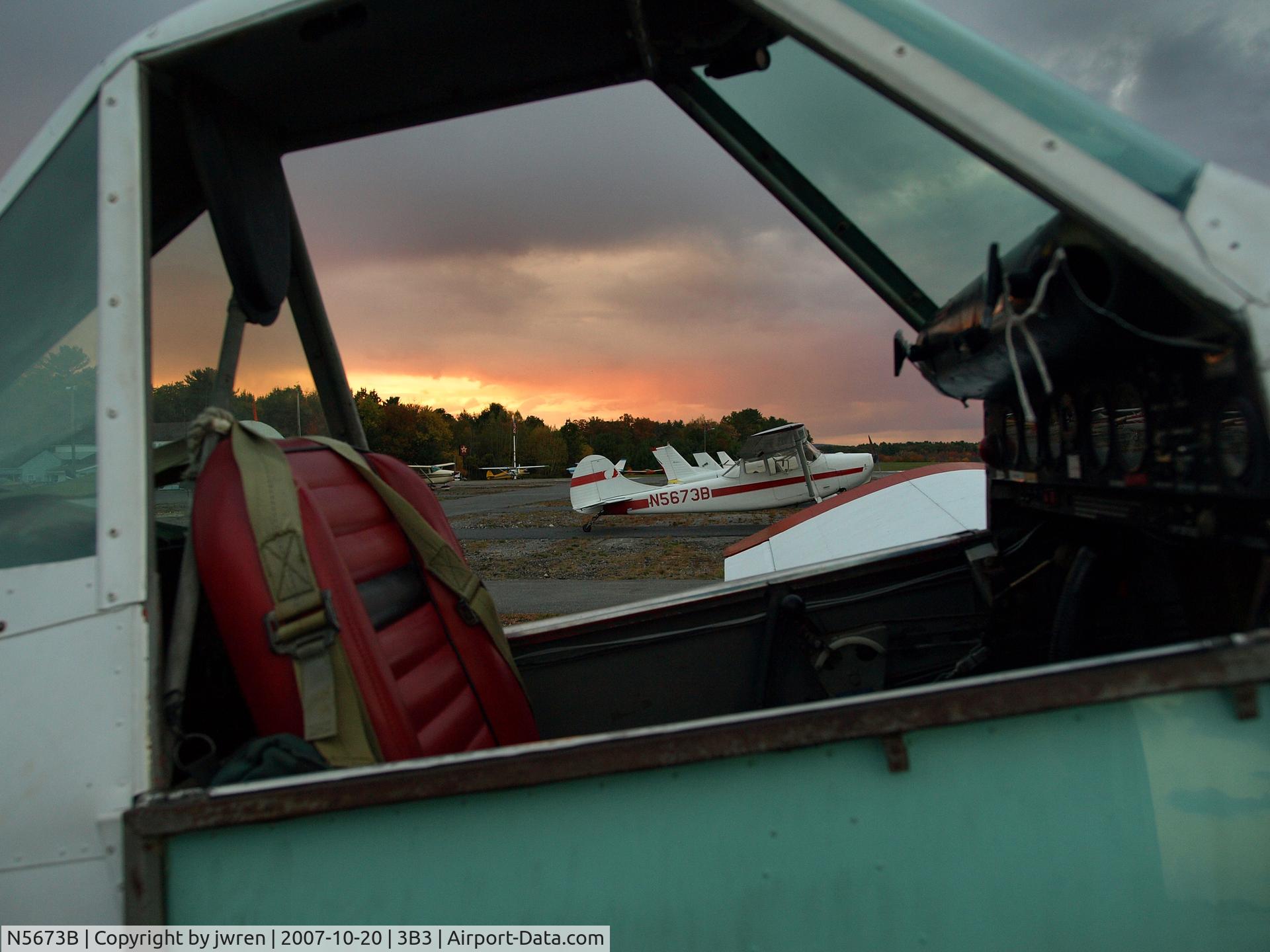 N5673B, 1951 Cessna O-1A (305A) Bird Dog C/N 22155, front going through at the end of a oct soaring day