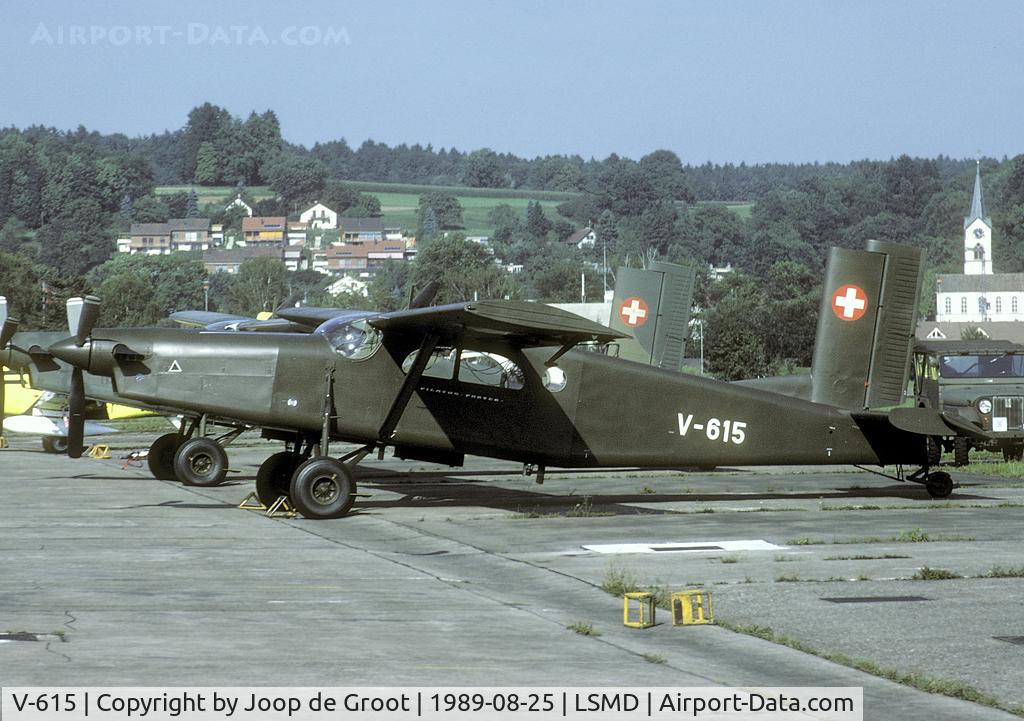 V-615, Pilatus PC-6/B2-H2 Turbo Porter C/N 635, Seen in its former glory on the DÃ¼bendorf flightline. This aircraft was w/o in 2002.