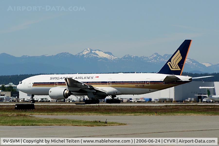 9V-SVM, 2003 Boeing 777-212/ER C/N 30874, Taking off from YVR on a warm afternoon