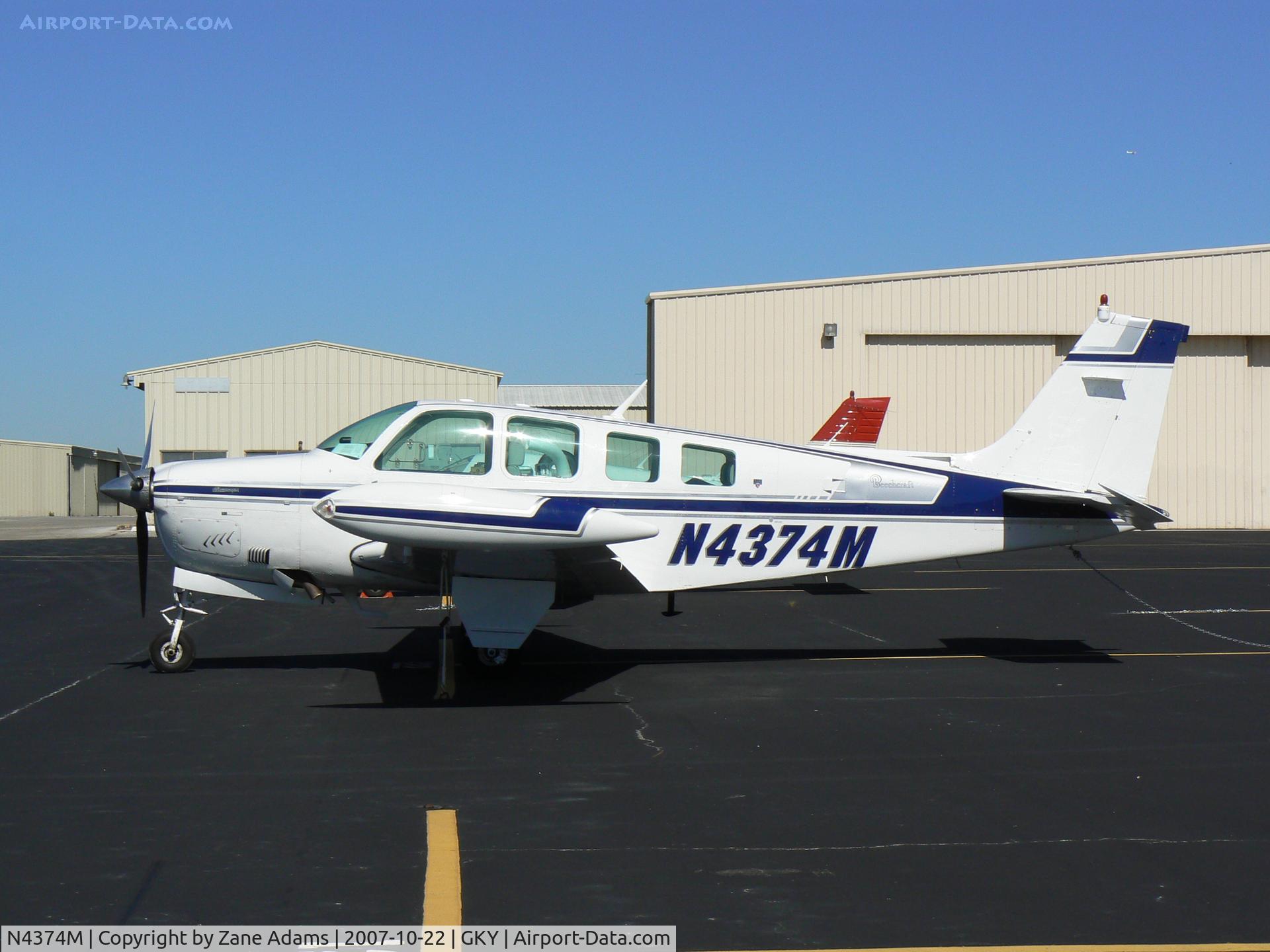 N4374M, 1979 Beech A36 Bonanza 36 C/N E-1589, On the ramp at Arlington Muni