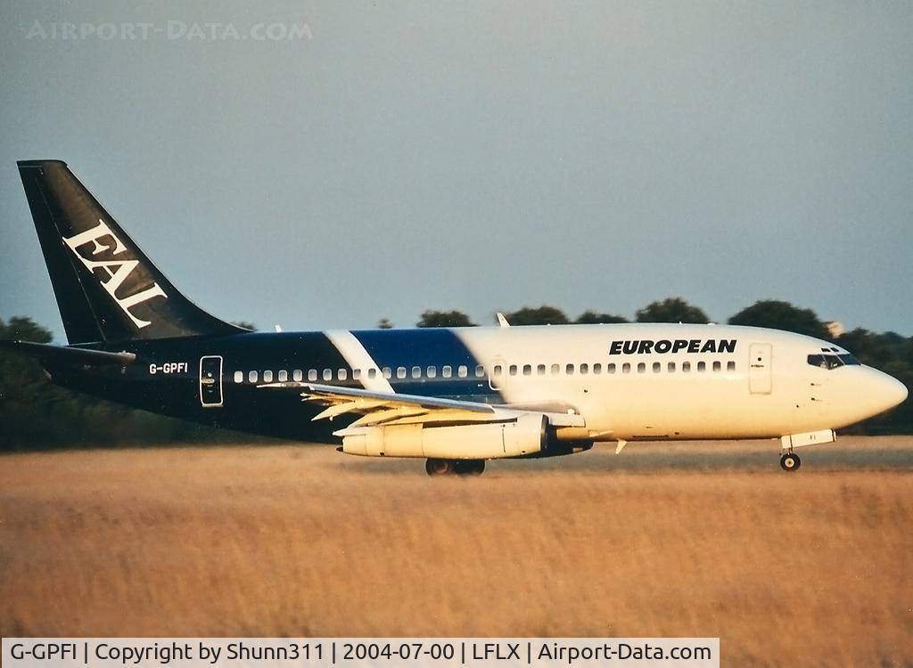 G-GPFI, 1974 Boeing 737-229 C/N 20907, Take off rwy 27 after Formula One GP at Nevers-Magnicourt