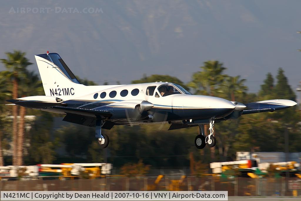 N421MC, 1972 Cessna 421B Golden Eagle C/N 421B0321, Tailgunner Aviation Inc 1972 Cessna 421B Golden Eagle N421MC landing RWY 16R.