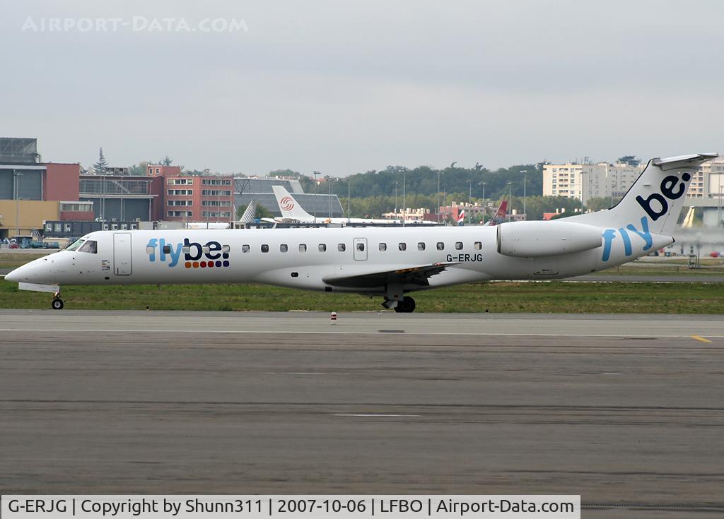 G-ERJG, 2001 Embraer EMB-145EP (ERJ-145EP) C/N 145394, Taxiing holy point rwy 32R for departure